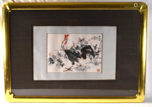 Framed Chinese Painting of Rooster