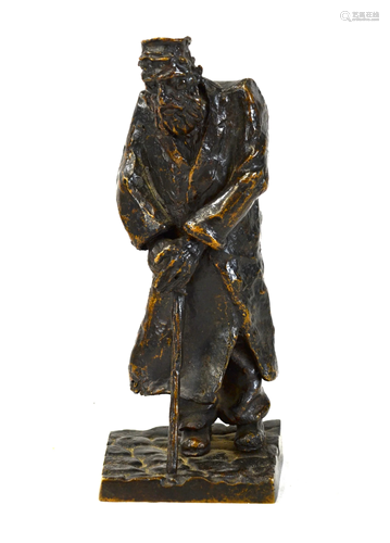 Signed Bronze Figure of Jewish Man