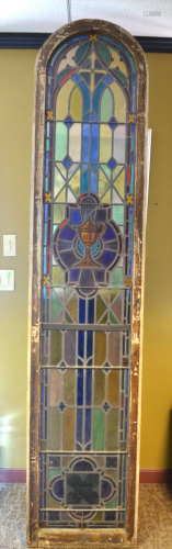 Tall Antique Stained Glass Window