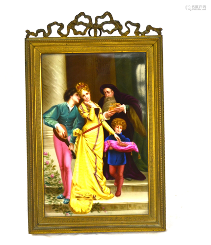 German Bronze Framed Porcelain Plaque