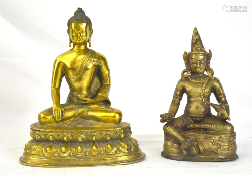Two Gilt Bronze Buddha Figures