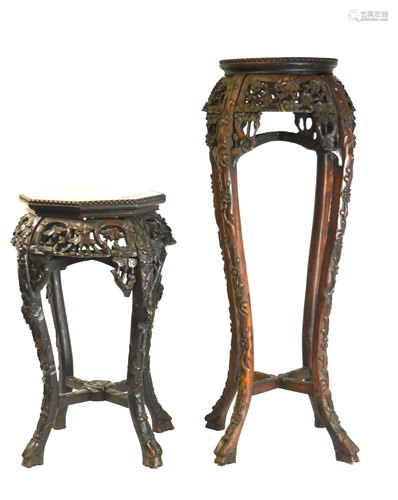 Two Chinese Carved Wood Stands