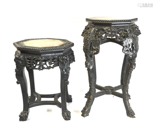 Two Chinese Carved Wood Stands