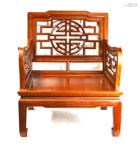 Chinese Carved Wood Arm Chair