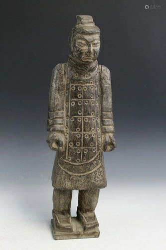 Chinese Carved Stone Soldier