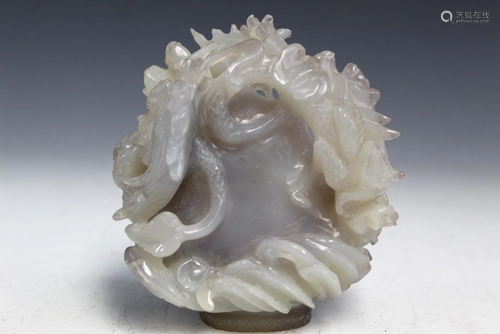 Chinese Agate Carving of a Dragon.