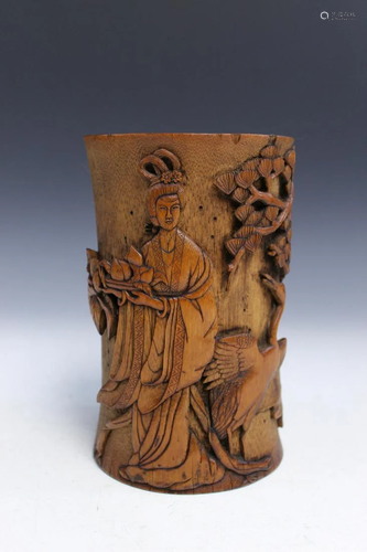 Chinese Carved Bamboo Brush Pot