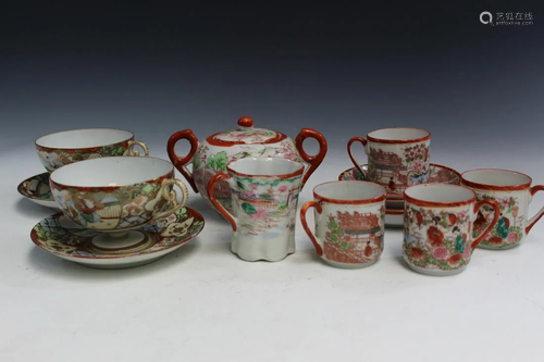 A group of Japanese Porcelain Teacups and Saucers.