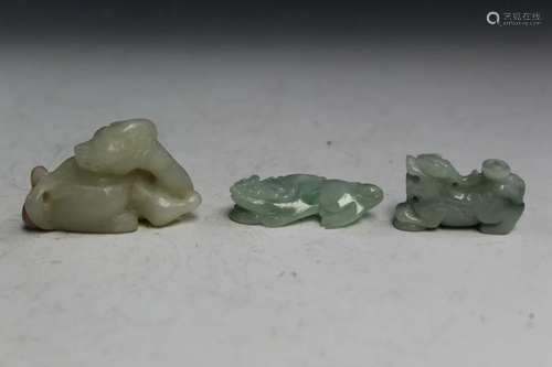 Three Chinese Jade Carvings.