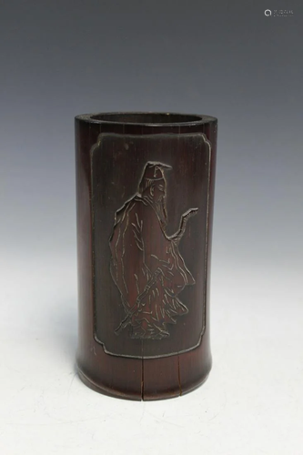 Chinese Carved Bamboo Brush Pot.