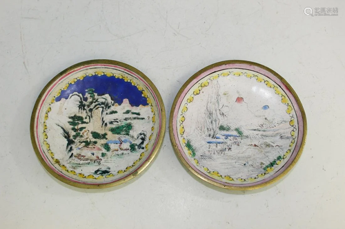 Two Chinese Enamel Saucers.