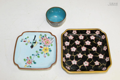 Three Chinese Enamel Items.