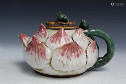 Chinese Pottery Lotus Teapot