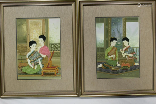 Pair of Indonesian Watercolor Paintings