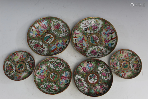 6 Chinese Rose Medallion Porcelain Dishes