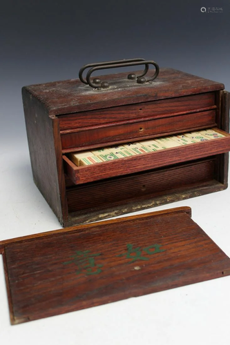 Chinese Mahjong Set in a Wood Box