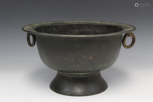 Old Chinese Bronze Punch Bowl.