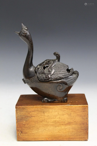 Chinese Bronze Duck Incense Burner