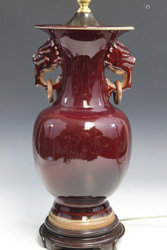 Red Glaze Porcelain Vase Lamp