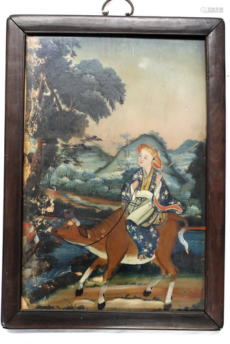 Antique Chinese Reverse Glass Painting.