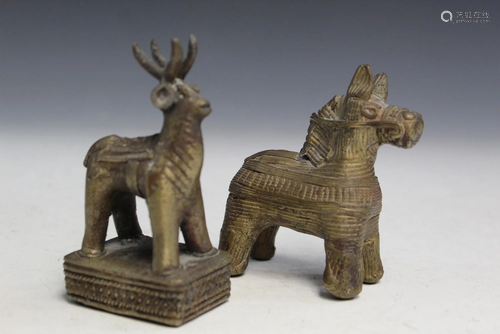 Two Indian Metal Animal Statues