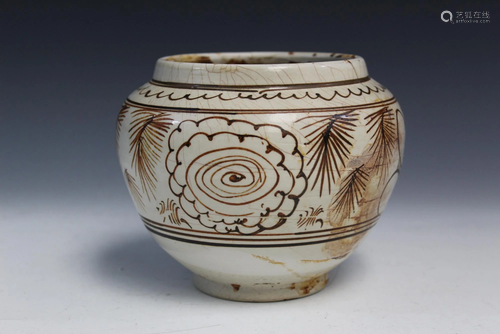 Chinese cizhou pottery jar, Song dynasty.