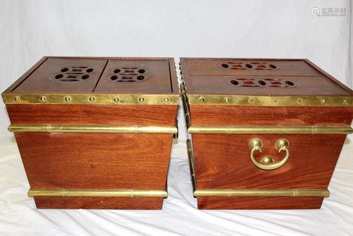 Pair of rosewood ice boxes.