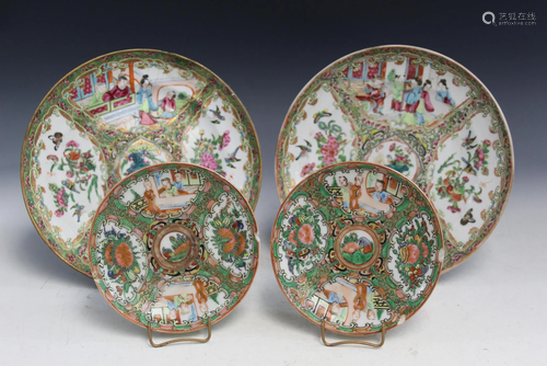 Four Chinese Rose Medallion Porcelain Dishes