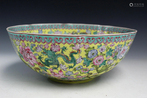 Big Chinese famille rose egg shell porcelain bowl,