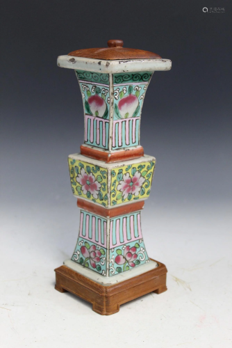 Chinese Famille Rose GU Porcelain Vase