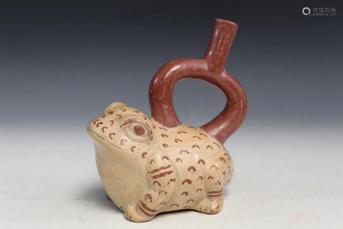 Moche (Peru) Pottery Frog Vessel