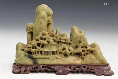 Chinese carved soapstone brush holder.