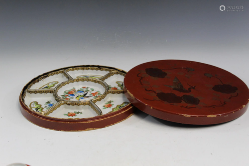 Japanese hand-painted porcelain sectional dishes in