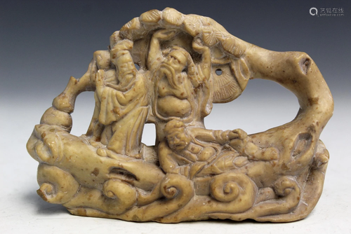 Chinese carved soapstone brush holder.