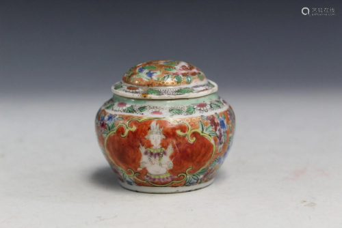 Chinese Famille Rose Porcelain Small Jar with Lid