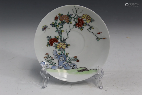 Japanese hand painted porcelain dish, marked.