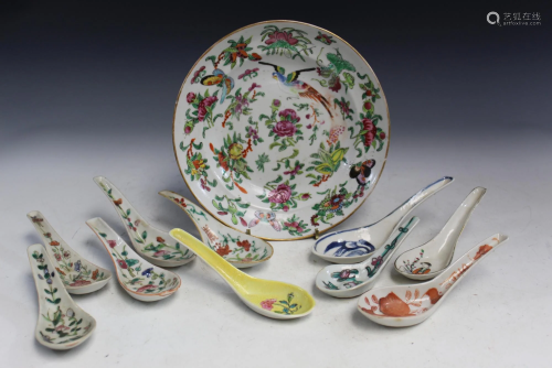 Chinese Export Porcelain Dish and spoons