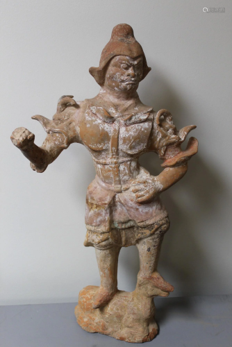 Chinese Terracotta Pottery Figure of Guardian.