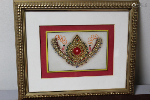 Framed Indian Decorative Marble Tile
