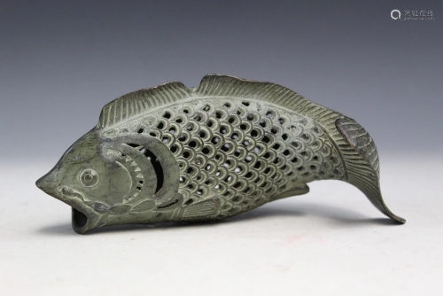 Asian Bronze Fish Incense Holder