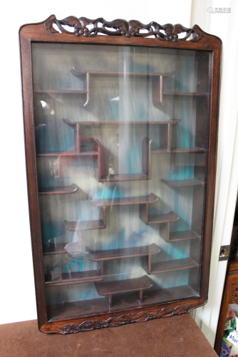 Chinese Rosewood Glass Wall Cabinet