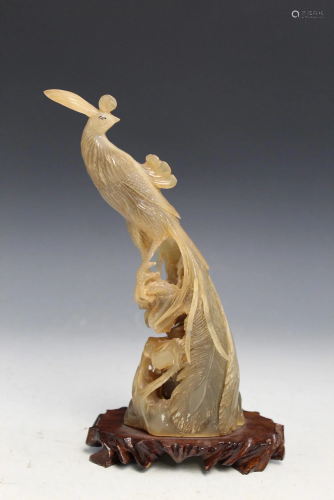 Chinese Carved Horn Bird Statue