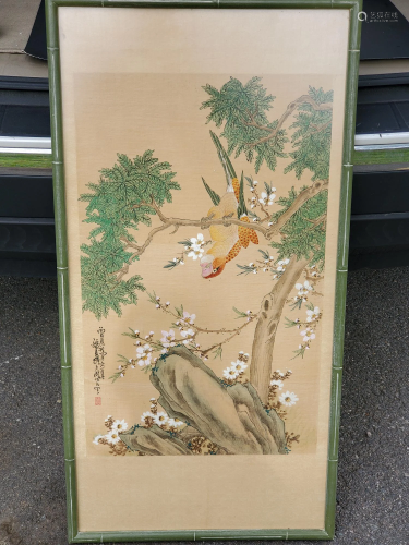 Chinese water color painting, framed.