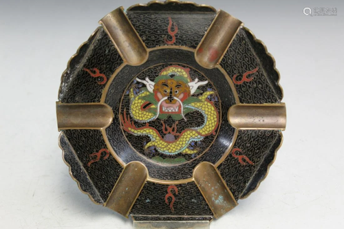 Japanese Cloisonne Dragon Ashtray.