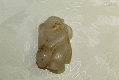 Chinese Carved Jade Toggle of a Boy