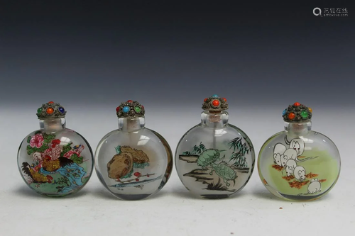 Four Chinese Glass Snuff Bottles