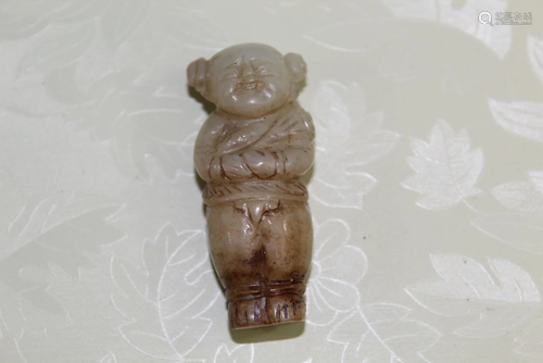 Chinese Carved Jade Toggle of a Boy