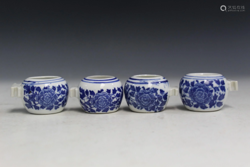 Four Chinese Porcelain Bird Feeders