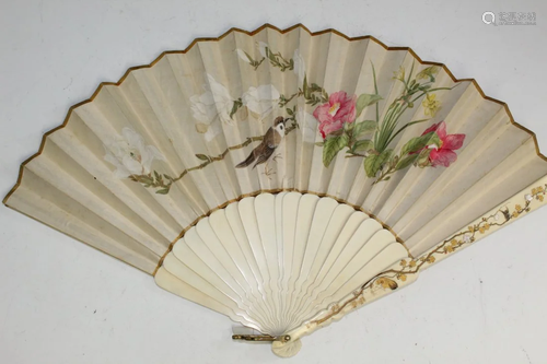 Japanese Shibayama Fan. Meiji Period.