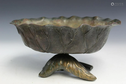 Chinese Metal Lotus Leaf Incense Burner